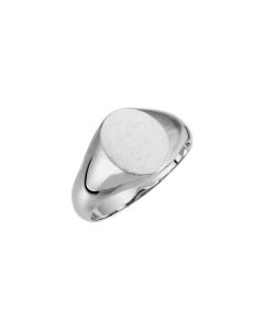 14kt White 10x8mm Oval Signet Ring