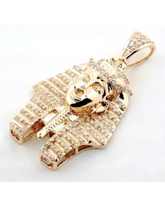 MENS DIAMOND PENDANT REAL GOLD PHAROH SPHINX CHARM SOLID GOLD 10K 0.5CT EGYPTIAN