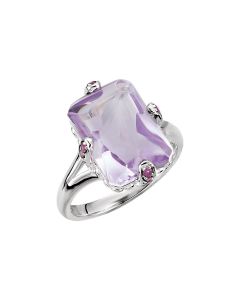 Genuine Rose De France Quartz & Brazilian Garnet Ring