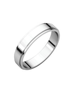 14kt White 4mm Flat Edge Band