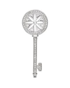 Sterling Silver 3/8 CTW Diamond Key Pendant