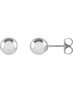 14kt White 6mm Ball Earrings with Bright Finish