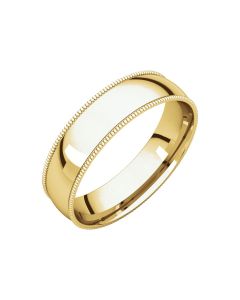 10kt Yellow 5mm Light Comfort Fit Milgrain Band