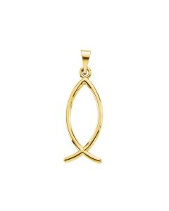 10kt Yellow 22x9mm Ichthus (Fish) Pendant