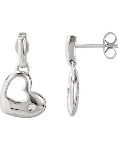 .015 CTW Diamond Heart Dangle Earrings
