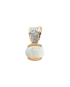 14kt Yellow Opal & .04 CTW Diamond Pendant