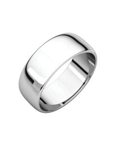 14kt White 7mm Half Round Light Band