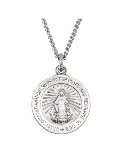 Sterling Silver 18mm Miraculous Medal with 18