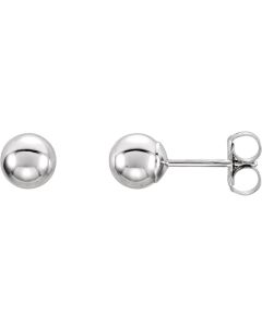 14kt White 5mm Ball Earrings with Bright Finish