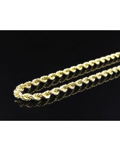 10K Gold Solid Rope Chain 24 Inches Long With Lobster Clasp 3mm Wide 
