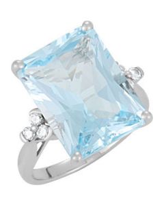 Genuine Sky Blue Topaz And Diamond Ring 14K White Gold 1/5 Ct Tw Genuine Blue Topaz And Diamond Ring