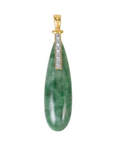 Genuine Russian Jadeite And Diamond Pendant 14K Yellow Gold .03 Ct Tw Genuine Russian Jadeite And Diamond Pendant