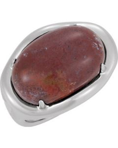 Genuine Red Ocean Jasper Ring Sterling Silver  Size 07.00 Genuine Red Ocean  Jasper Ring