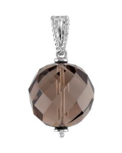 Genuine Smoky Quartz Pendant Sterling Silver  14X14 Mm  Smoky Quartz Pendant