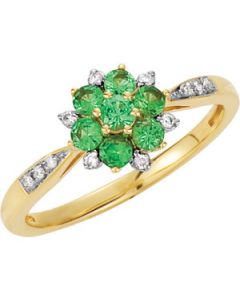 Genuine Tsavorite Garnet And Diamond Ring 14K Yellow Gold .07 Ct Tw Genuine Tsavorite Garnet & Diamond Ring