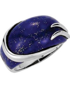 Genuine Lapis Ring Sterling Silver  22X12.5 Mm  Lapis Ring