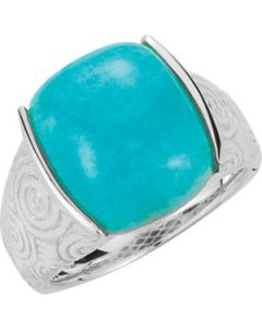 Genuine Amazonite Ring Sterling Silver  14X12 Mm  Amazonite Ring