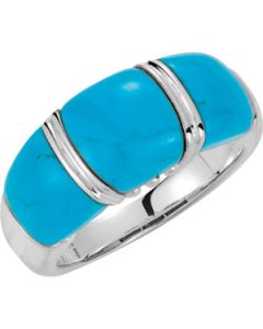 Genuine Chinese Turquoise Ring Sterling Silver  09.00X08.00 Mm/08.00X07.00 Mm Genuine Chinese Turquoise Ring