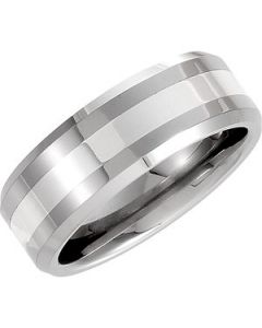 BEVELED BAND W/SILVER INLAY N\A  8 ONE PIECE