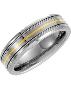 14K INLAY BEVELED BAND N\A  10 ONE PIECE