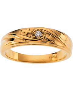 Diamond Wedding Band W/Diamond 14K Yellow Gold Gents