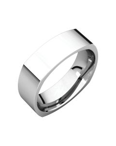 14kt White 6mm Square Comfort Fit Band