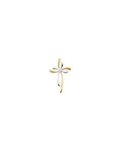 14kt Yellow & White 1/10 CTW Diamond Cross Pendant