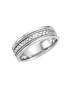 14kt White 6.75mm Handwoven Band Size 8.5