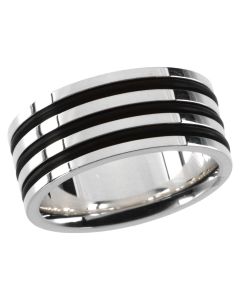 Gents Sterling Silver and Rubber Fashion Ring