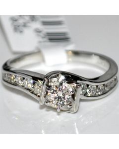 Real diamond Engagement Ring 0.5ct Round .25ct solitaire Center 14K White Gold 