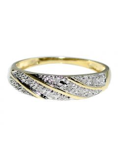 Wedding Band Mens Ring 0.10ct Real Diamonds in 10K Yellow Gold 6mm Wide