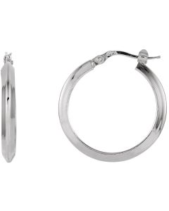 Sterling Silver 24mm Round Knife Edge Tube Style Hoop Earrings