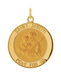 14kt Yellow 22mm Round St. Joseph Medal  