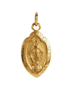 14kt Yellow 13x8mm Badge-Shaped Miraculous Medal  