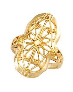 Filigree Mounting 14K Yellow Gold Ring