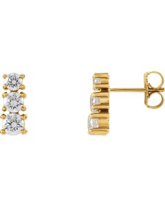 Cubic Zirconia 3 Stone Earring