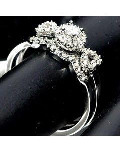 Bridal Set Real Diamond .33ct 2pc Wedding Band & Engagement 10K White Gold heart