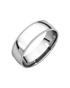 10kt White 6mm Light Comfort Fit Milgrain Band
