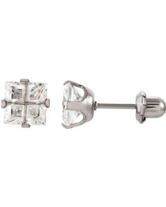 Inverness Square Faceted Cubic Zirconia Piercing Earrings