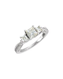 14kt White Created Moissanite 3-Stone Anniversary Ring