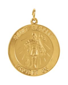 14kt Yellow 25.25mm Round St. Florian Medal