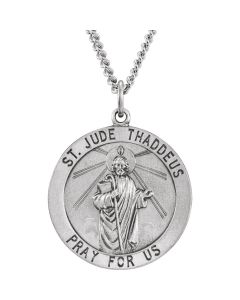 Sterling Silver 25mm Round St. Jude Thaddeus Medal 24