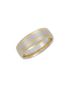 14kt White & Yellow 7mm Comfort-Fit Band Size 8