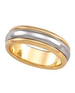 Two Tone Design Band 18K Yellow & Platinum Gold Size 8.5