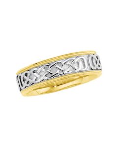 Two Tone Bridal Celtic Band 14Ky_14Kw_14Ky Gold Size 12 1/2
