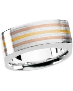 Fashion Ring With 18Ky And 18Kr Inserts Sterling Silver/18K Yellow/18K Rose Gold Size 07.00