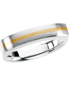 Two Tone Sterling Silver And 18Ky Insert Fashion Ring Sterling Silver & 18K Yellow Gold Size 07.00