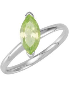 Stackable Fashion Marquise Peridot Cz Bezel Set Ring Sterling Silver  