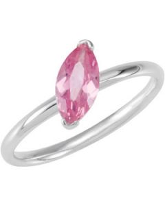 Stackable Fashion Marquise Pink Cz Bezel Set Ring Sterling Silver  Size 09.00 Pink Cz