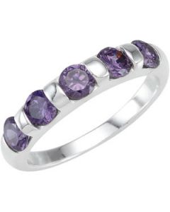 Stackable Fashion Ring With Amythest Cz Sterling Silver  Size 09.00 Stackable Fashion Ring With Cz